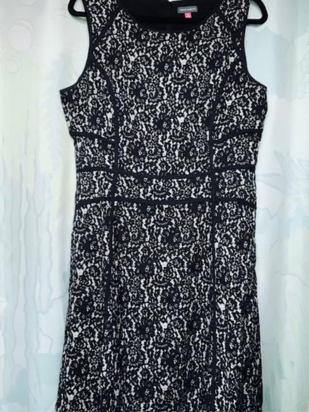 Vince Camuto Black Floral Lace Sheath Dress Medium